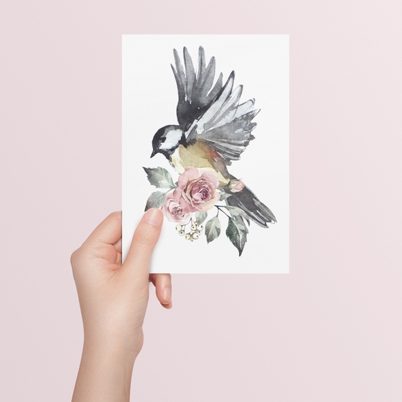 Chickadee Cute Bird Wall Art Print Poster Illustration Unframed - Picture 7 of 16